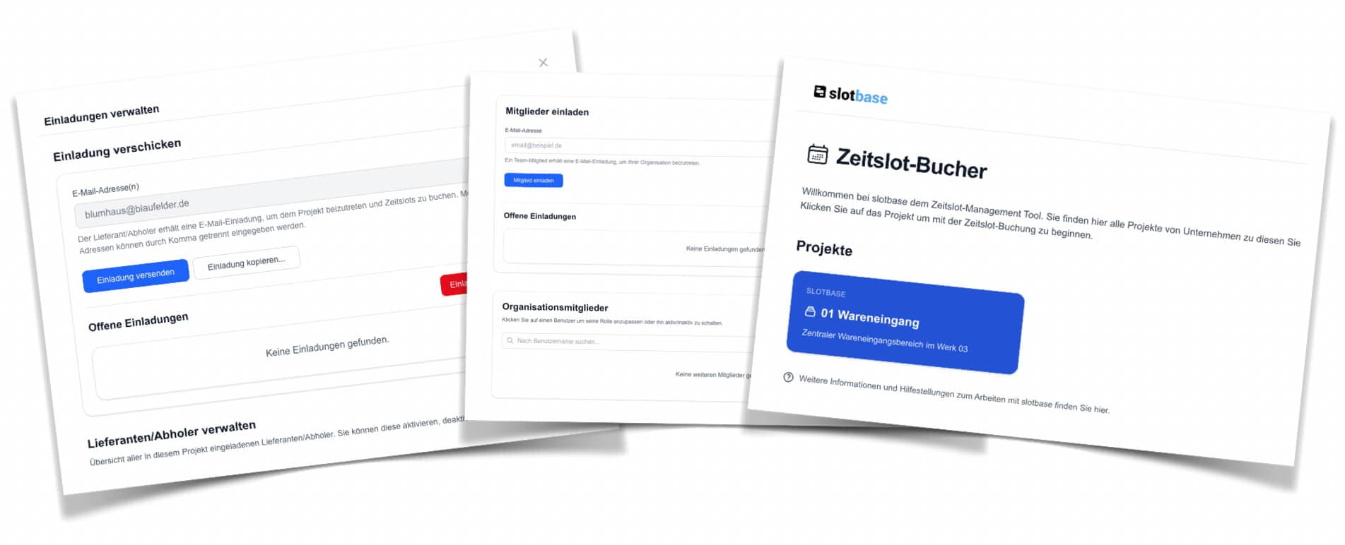 Lieferanten einladen - Einladungssystem für externe Partner zur Zeitslot-Buchung mit diskretem Zugriff